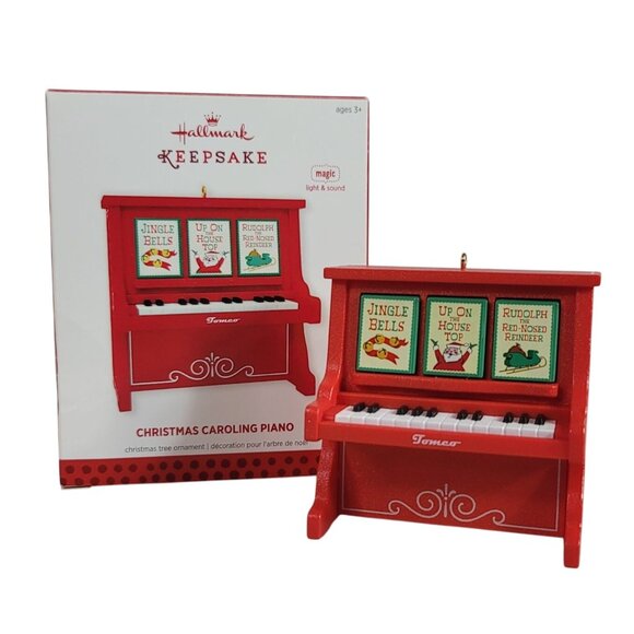 Hallmark Christmas Caroling Piano Ornament Magic Light & Sound 2013 TESTED WORKS - Picture 1 of 12